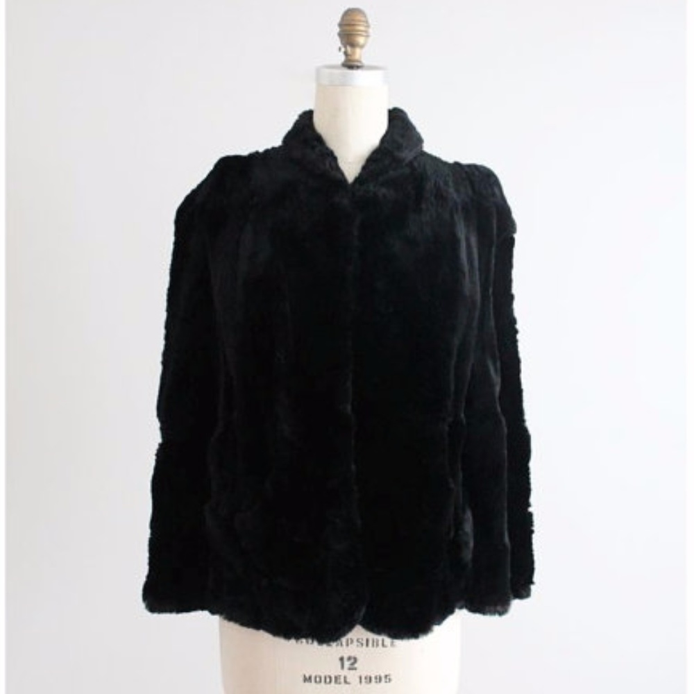 Real Rabbit Fur Cape w Sleeve Openings